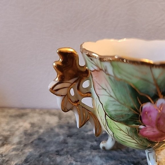 Chubu China Tea Cup Occupied Japan Gold Trim Footed Rose Floral Demitasse - Picture 5 of 9